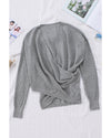 Gray Black/Pink/Gray/Khaki/Apricot  Wrap V Neck Waffle Sweater - 2XL