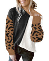 Azura Exchange Leopard Print Contrast Color V Neck Sweater - S