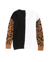 Azura Exchange Leopard Print Contrast Color V Neck Sweater - S