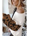 Azura Exchange Leopard Print Contrast Color V Neck Sweater - S