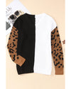 Azura Exchange Leopard Print Contrast Color V Neck Sweater - S