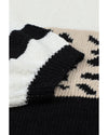Slouchy Drop-shoulder Leopard Striped Colorblock Sweater - S