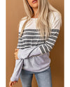 Gray Striped Colorblock Sweater - 2XL