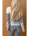 Gray Striped Colorblock Sweater - 2XL
