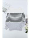 Gray Striped Colorblock Sweater - XL