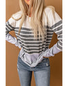 Gray Striped Colorblock Sweater - XL