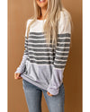 Gray Striped Colorblock Sweater - XL