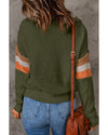 Multicolor Chevron Striped Drop Shoulder Sweater - M