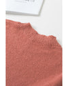Solid Color Puffy Sleeve Pocketed Sweater - L