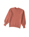 Solid Color Puffy Sleeve Pocketed Sweater - S