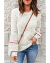 White Pilling Detail Patterned Sleeve Sweater - L