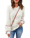 White Pilling Detail Patterned Sleeve Sweater - L