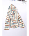 Multicolor Striped Knit Kangaroo Pocket Hooded Sweater - 2XL