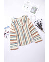 Multicolor Striped Knit Kangaroo Pocket Hooded Sweater - 2XL