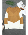 Two-Tone Chevron Pullover Sweater - L