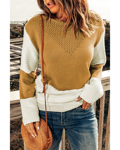 Two-Tone Chevron Pullover Sweater - M