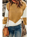 Two-Tone Chevron Pullover Sweater - M