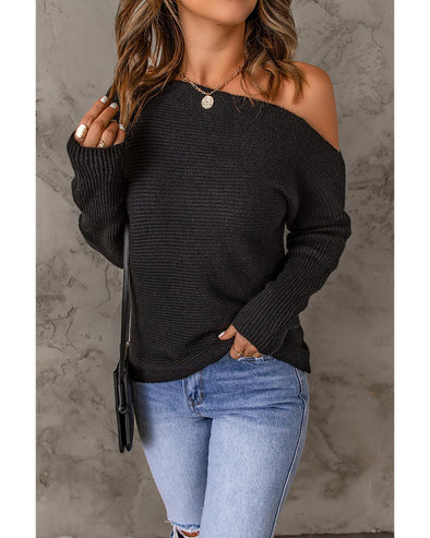 Azura Exchange Black Striped Long Sleeve Knit Sweater - L