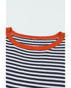 Contrast Trimmed Striped Drop Shoulder Sweater - XL