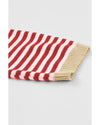 Fiery Red Contrast Trimmed Striped Drop Shoulder Sweater - 2XL