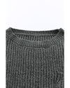 Gray Ripped Raw Hem Chunky Pullover Sweater - 2XL