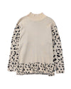 Khaki Leopard High Neck Side Slit Oversized Sweater - L
