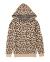 Khaki Leopard Knitted Drawstring Hooded Sweater - L