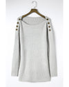 Gray Buttoned Drop Shoulder Oversized Sweater - XL