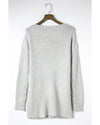 Gray Buttoned Drop Shoulder Oversized Sweater - XL