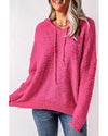 Rose Loose Popcorn Textured Hooded Sweater - M