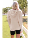 Azura Exchange Apricot Waffle Knit Buttons Hooded Sweater with Pocket - M