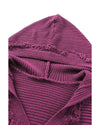 V Neck Ribbed Drop Shoulder Hooded Sweater - XL