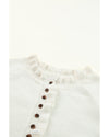Beige Frill Trim Buttoned Knit Pullover Sweater - 2XL