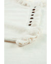 Beige Frill Trim Buttoned Knit Pullover Sweater - L