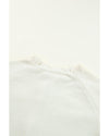 Beige Frill Trim Buttoned Knit Pullover Sweater - L