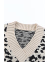 Khaki Leopard Color Block Long Sleeve Sweater - S