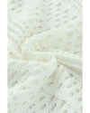 White Hollow Out Crochet V Neck Pullover Sweater - XL