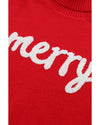 Azura Exchange Red Merry Letter Embroidered High Neck Sweater - L