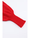 Azura Exchange Red Merry Letter Embroidered High Neck Sweater - M