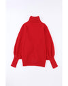 Azura Exchange Red Merry Letter Embroidered High Neck Sweater - M