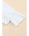 White Cable Crossed V Neck Sweater - M
