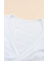 White Cable Crossed V Neck Sweater - M