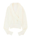 Azura Exchange Beige Ribbed Long Sleeve Surplice Crop Sweater - XL