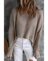 Gray Slouchy Dolman Sleeve High Low Sweater - L