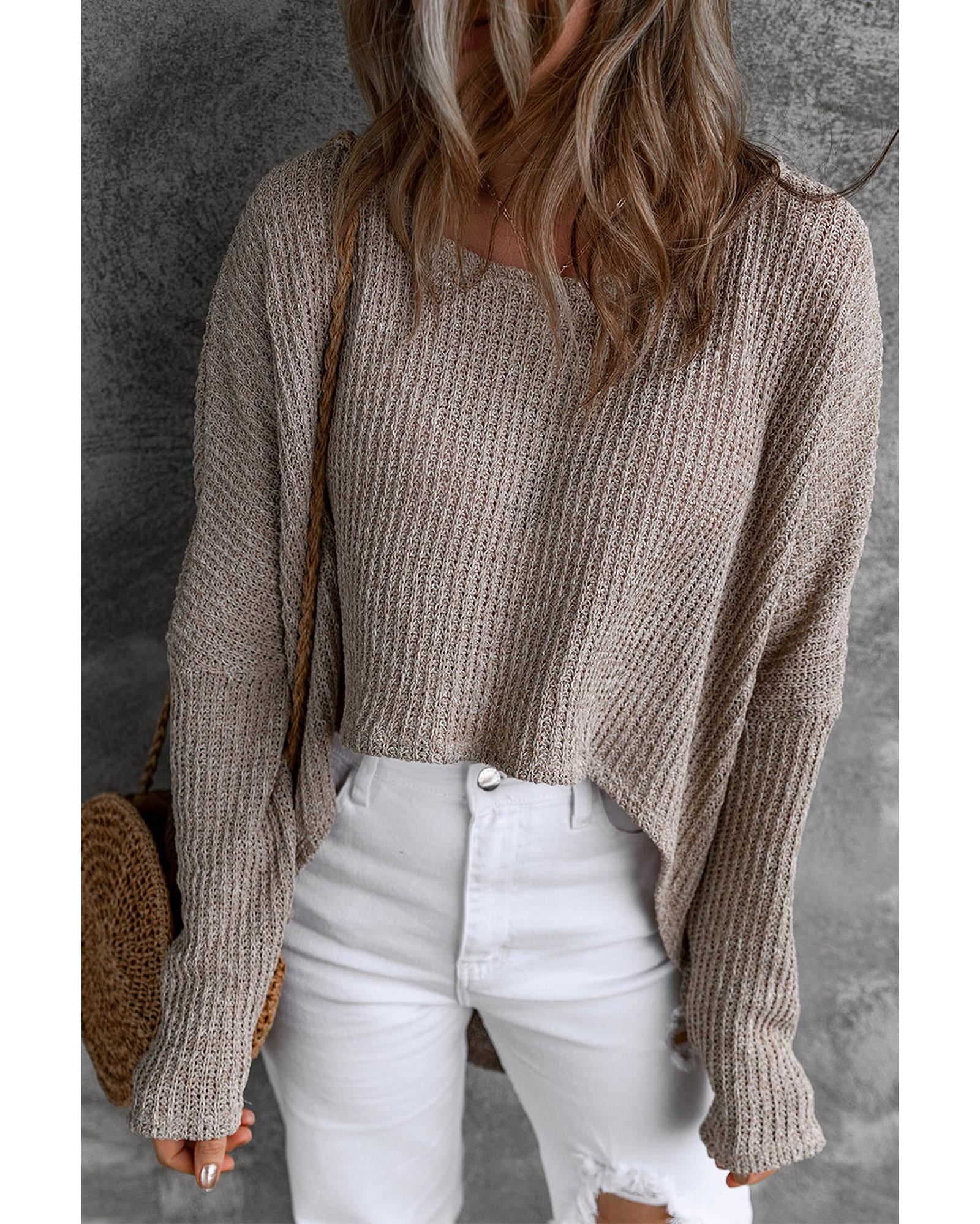 Gray Slouchy Dolman Sleeve High Low Sweater - M