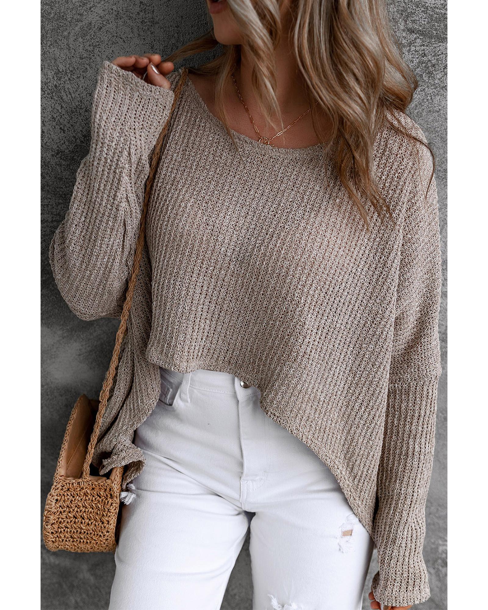 Gray Slouchy Dolman Sleeve High Low Sweater - M