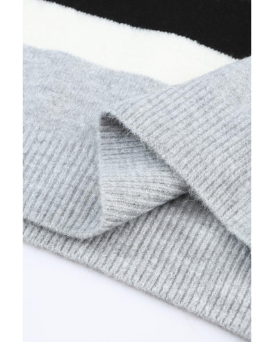 Azura Exchange Brown Color Block Striped Ribbed Knit Sweater - M