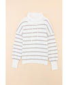 Cowl Neck Striped Print Drop Shoulder Sweater - L