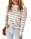 Cowl Neck Striped Print Drop Shoulder Sweater - XL