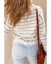 Cowl Neck Striped Print Drop Shoulder Sweater - XL